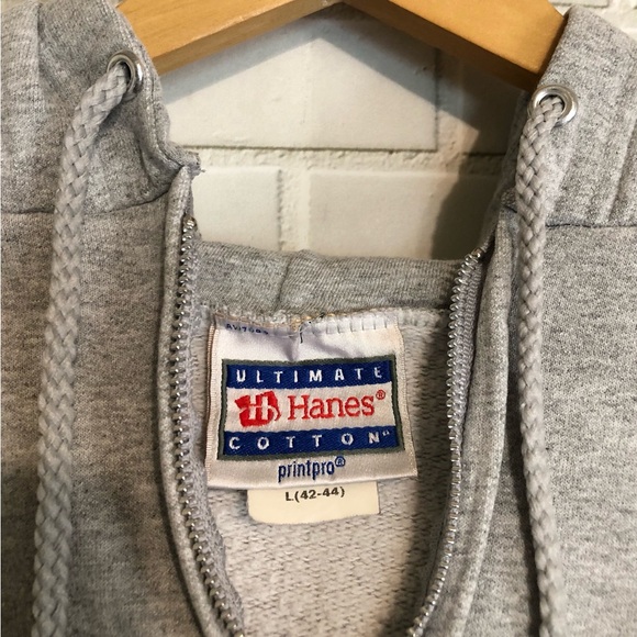 Vintage 90's Notre Dame Men's Hanes Gray Printpro Fleece Sweatshirt Hoodie L - Picture 13 of 15
